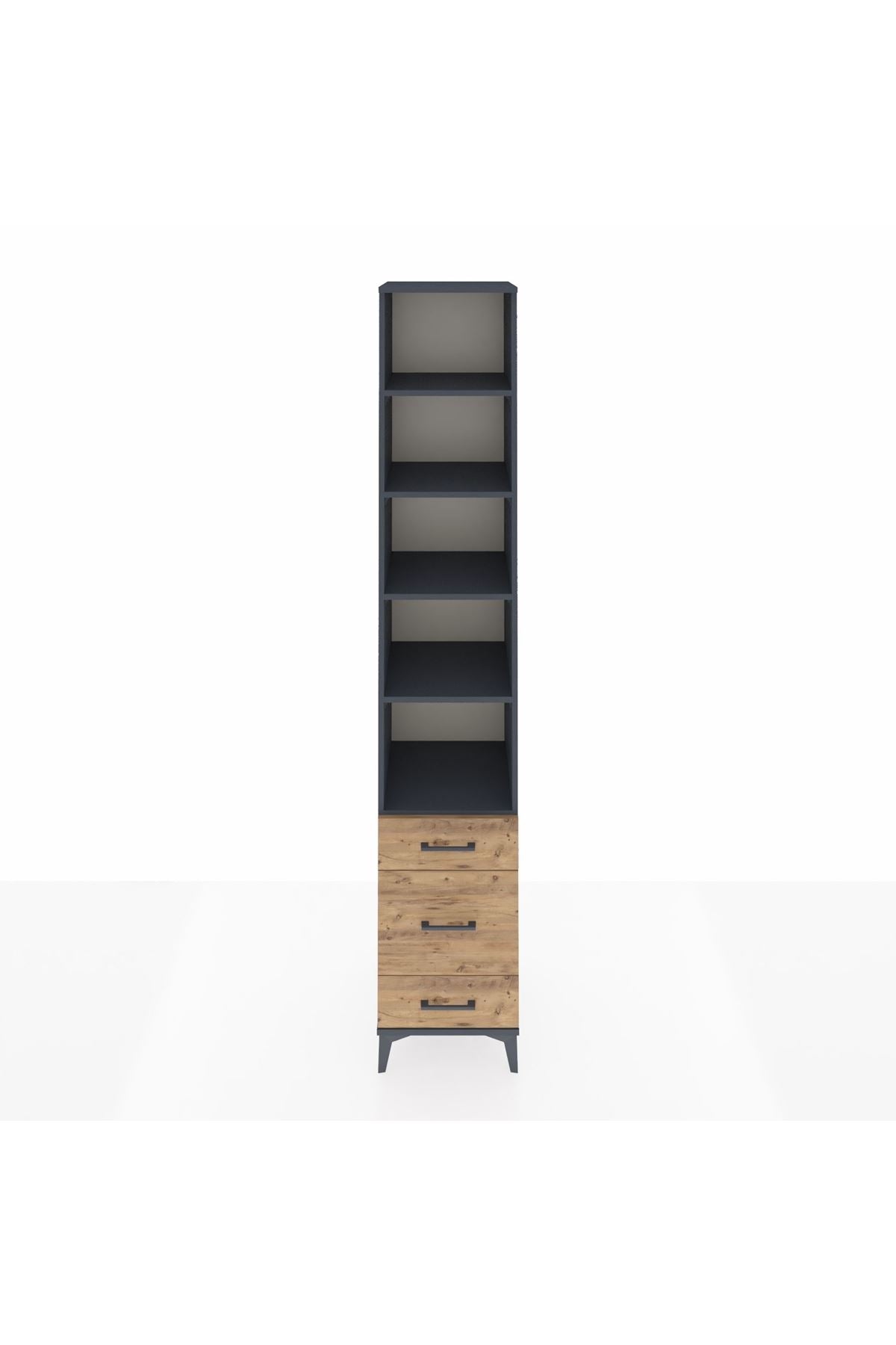 Hyperion Dolap 5 Raflı 3 Çekmeceli 44x44x243 Antrasit-Çam