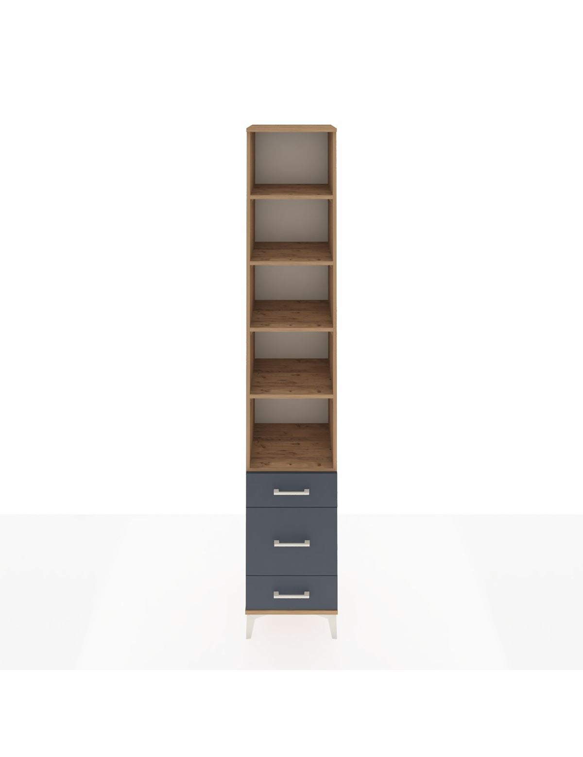 Hyperion Dolap 5 Raflı 3 Çekmeceli 44x44x243 Çam-Antrasit