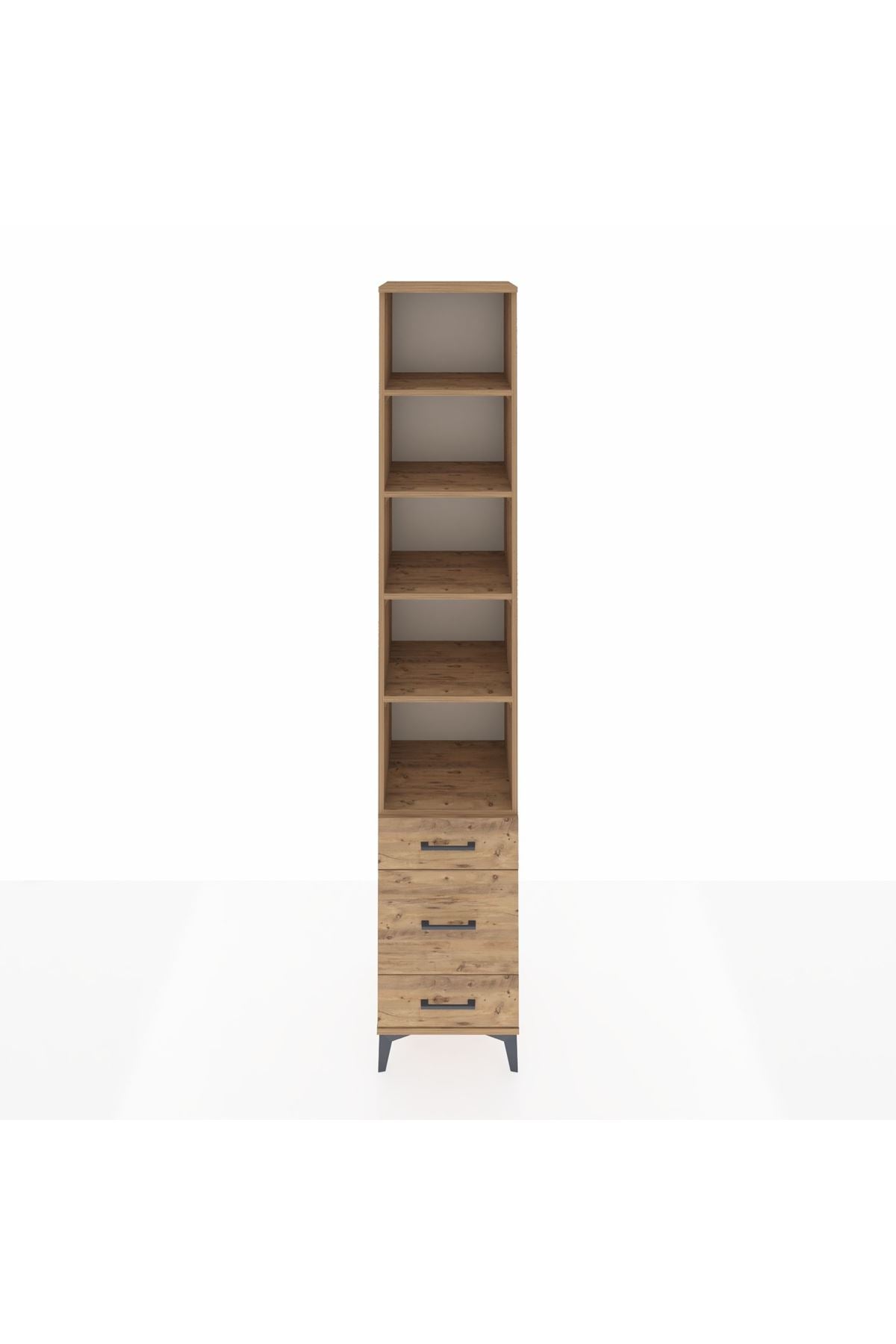 Hyperion Dolap 5 Raflı 3 Çekmeceli 44x44x243 Çam-Çam