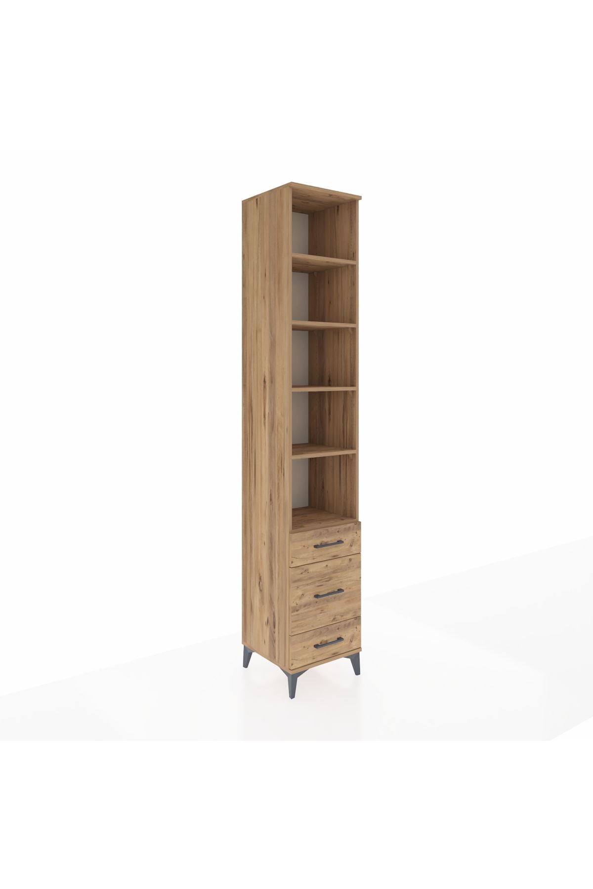 Hyperion Dolap 5 Raflı 3 Çekmeceli 44x44x243 Çam-Çam