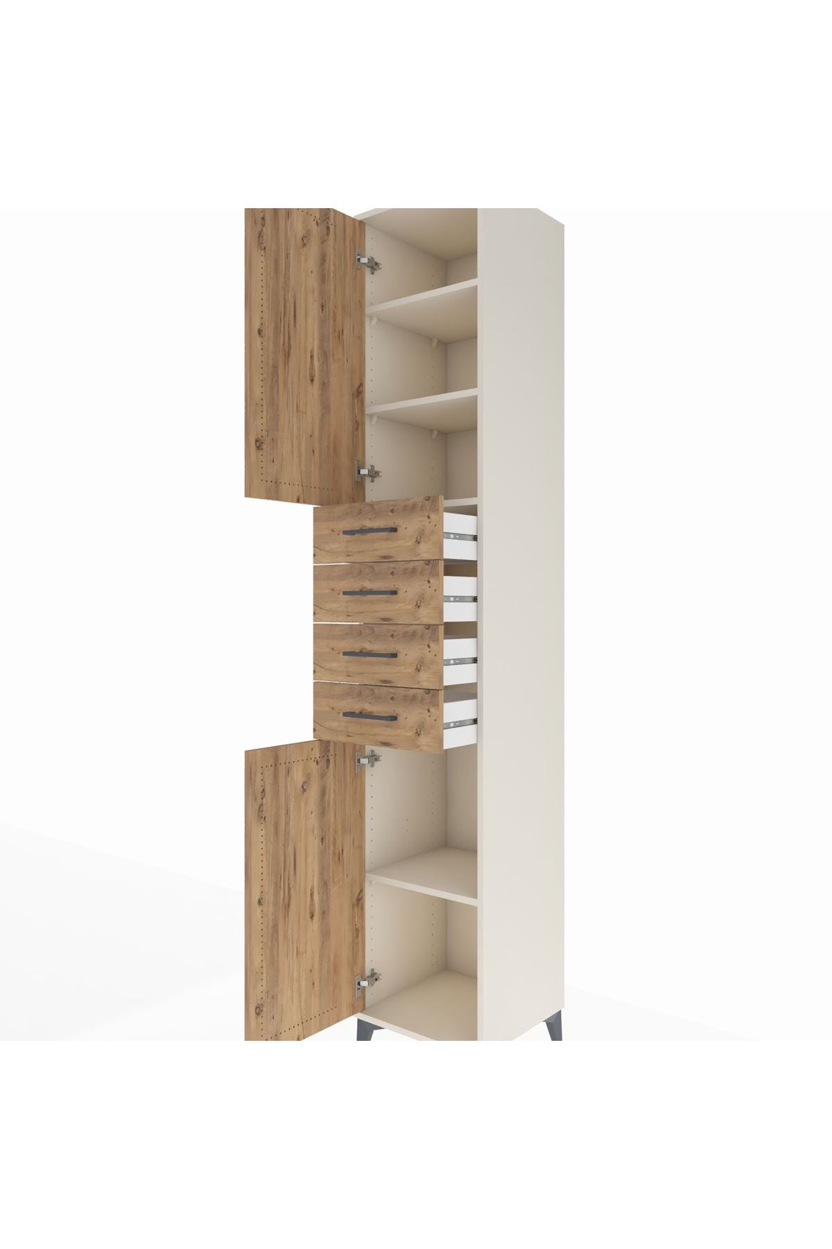 Hyperion Dolap 4 Raflı 4 Çekmeceli 2 Kapaklı 44x44x243 Aytaşı-Çam