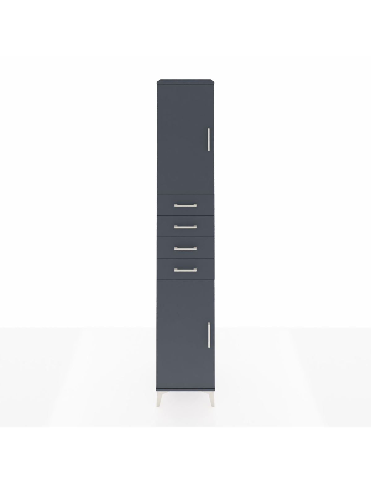 Hyperion Dolap 4 Raflı 4 Çekmeceli 2 Kapaklı 44x44x243 Antrasit-Antrasit