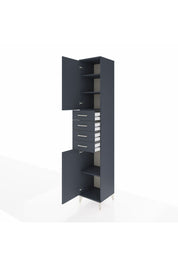 Hyperion Dolap 4 Raflı 4 Çekmeceli 2 Kapaklı 44x44x243 Antrasit-Antrasit