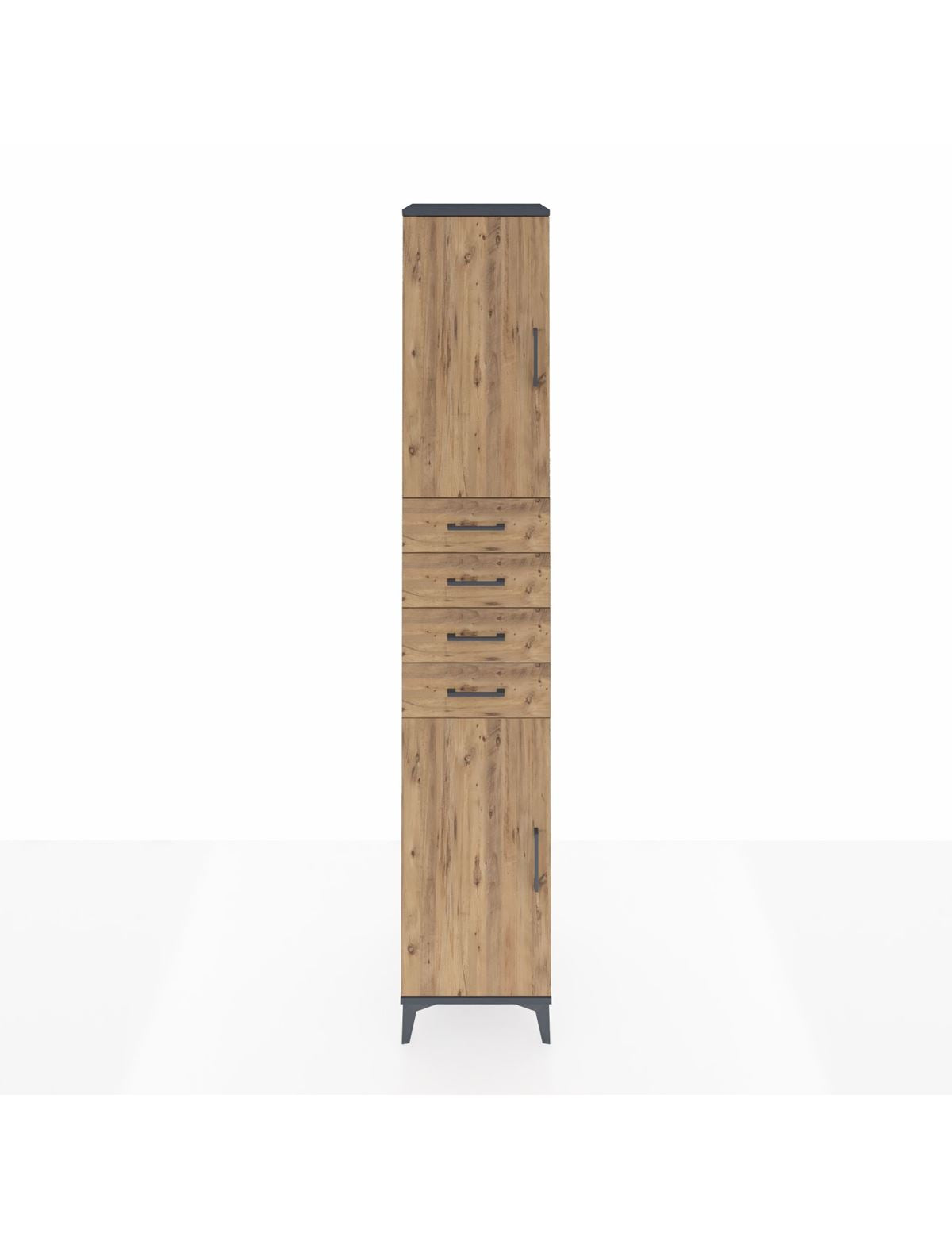 Hyperion Dolap 4 Raflı 4 Çekmeceli 2 Kapaklı 44x44x243 Antrasit-Çam