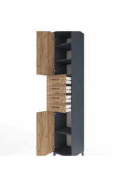 Hyperion Dolap 4 Raflı 4 Çekmeceli 2 Kapaklı 44x44x243 Antrasit-Çam