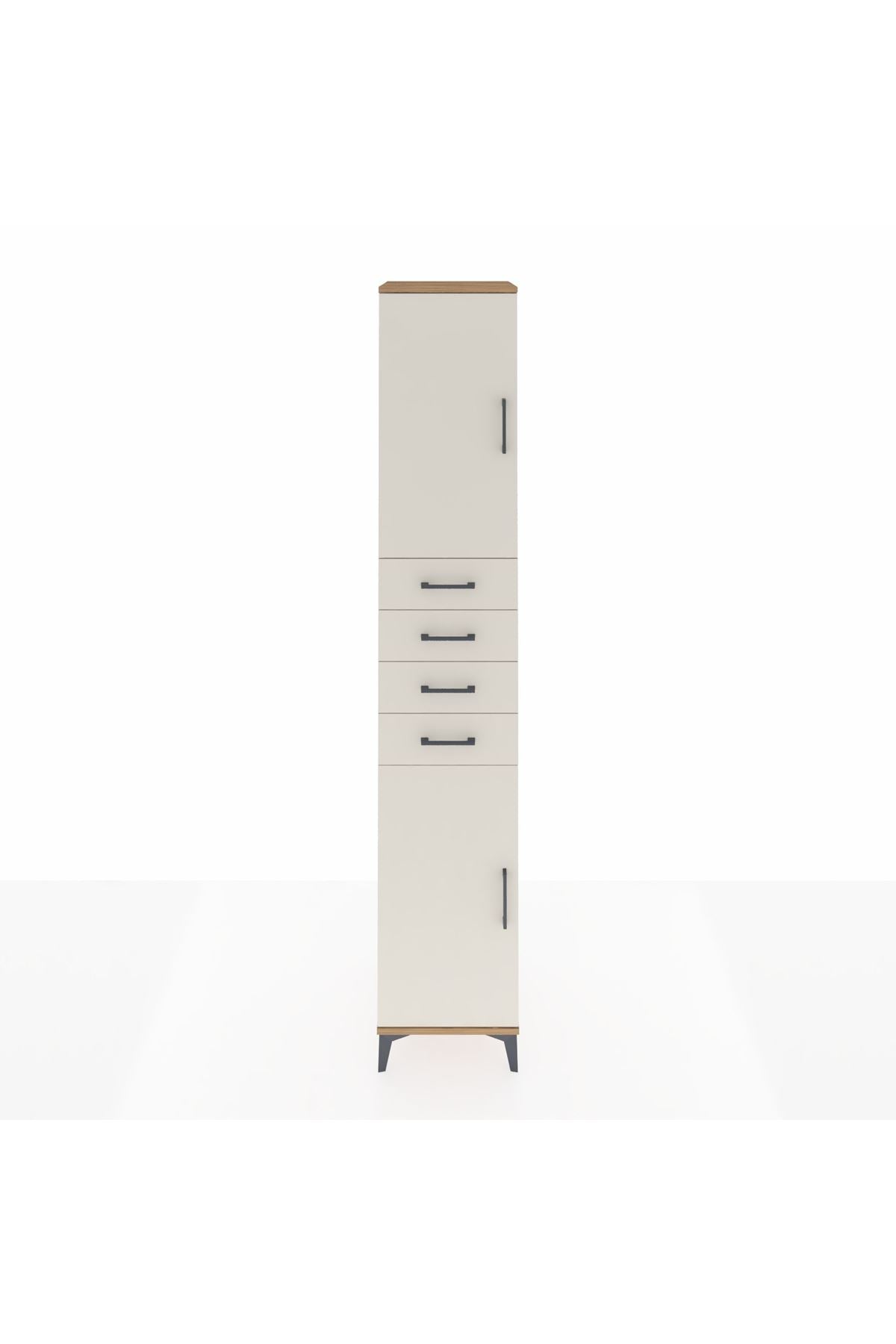 Hyperion Dolap 4 Raflı 4 Çekmeceli 2 Kapaklı 44x44x243 Çam-Aytaşı