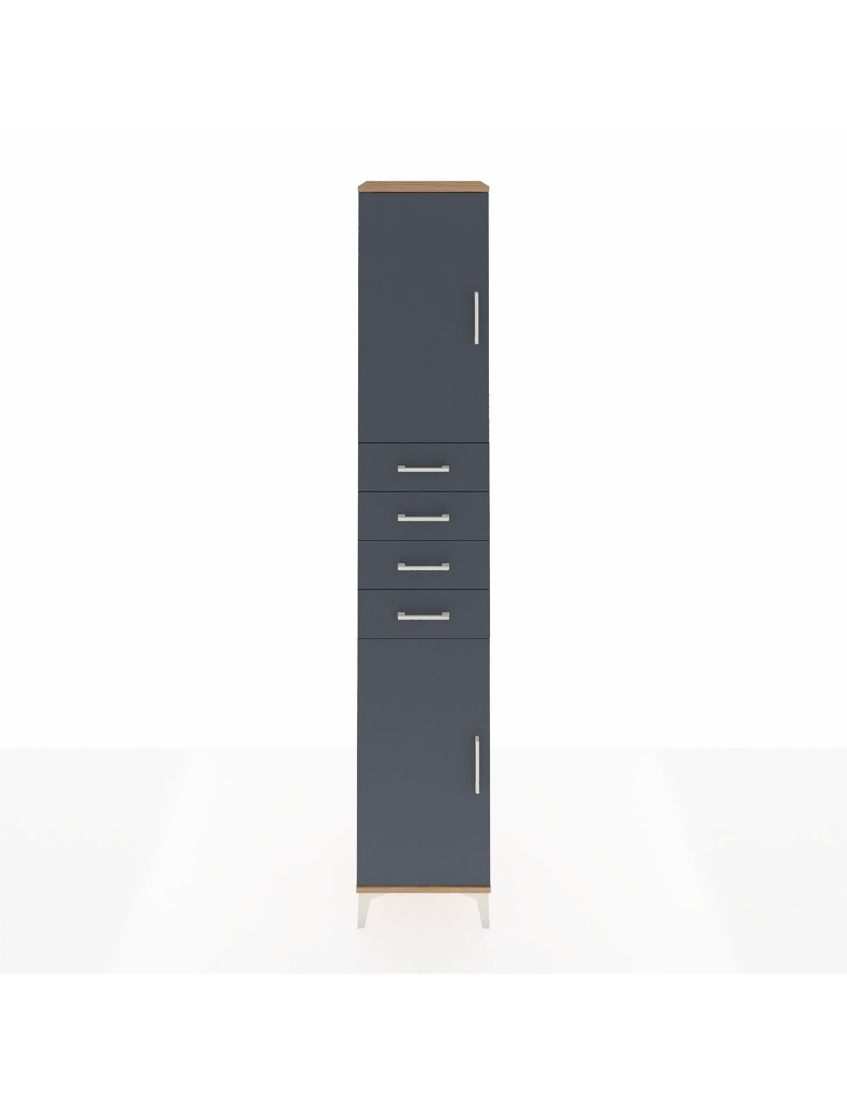 Hyperion Dolap 4 Raflı 4 Çekmeceli 2 Kapaklı 44x44x243 Çam-Antrasit