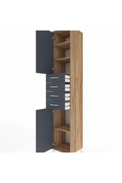 Hyperion Dolap 4 Raflı 4 Çekmeceli 2 Kapaklı 44x44x243 Çam-Antrasit