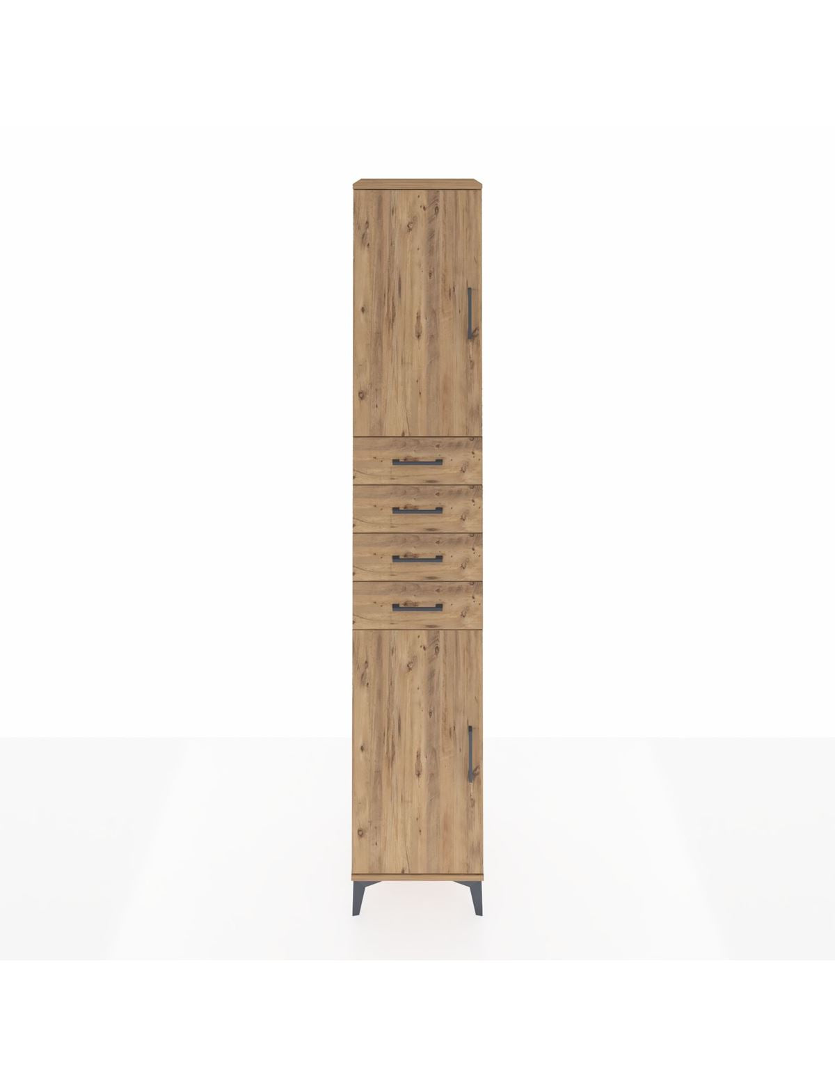 Hyperion Dolap 4 Raflı 4 Çekmeceli 2 Kapaklı 44x44x243 Çam-Çam