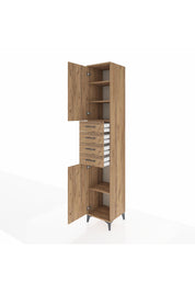 Hyperion Dolap 4 Raflı 4 Çekmeceli 2 Kapaklı 44x44x243 Çam-Çam