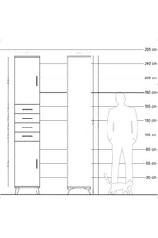 Hyperion Dolap 4 Raflı 4 Çekmeceli 2 Kapaklı 44x44x243 Çam-Çam