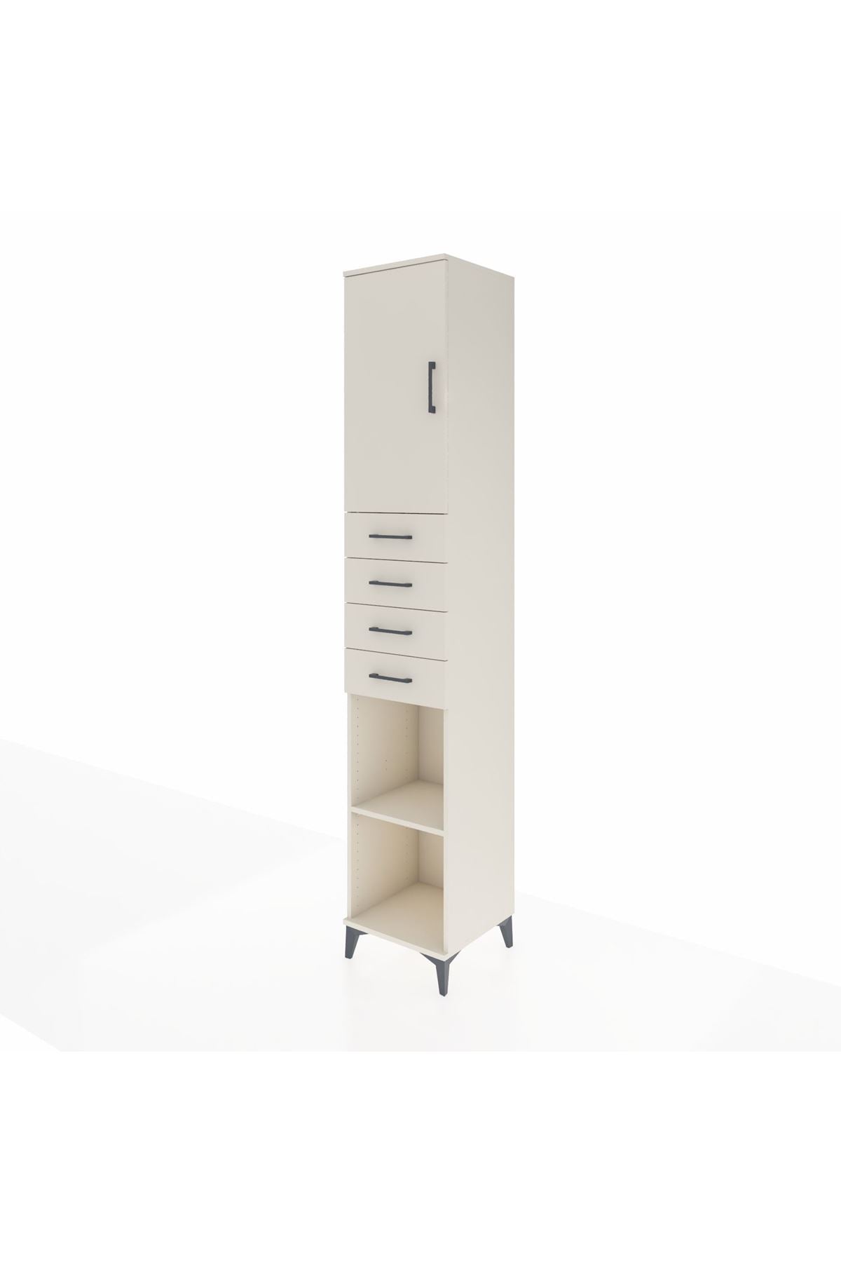 Hyperion Dolap 4 Raflı 4 Çekmeceli Tek Kapaklı 44x44x243 Aytaşı-Aytaşı