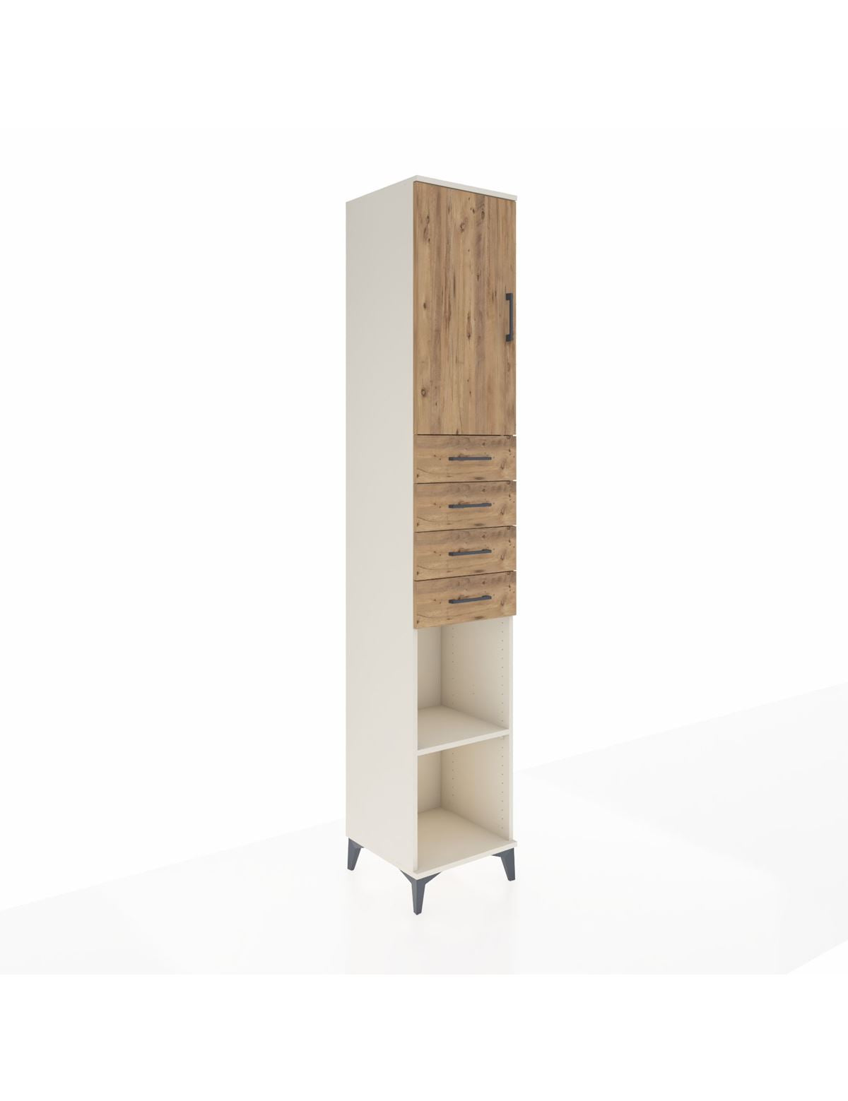 Hyperion Dolap 4 Raflı 4 Çekmeceli Tek Kapaklı 44x44x243 Aytaşı-Çam