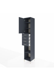 Hyperion Dolap 4 Raflı 4 Çekmeceli Tek Kapaklı 44x44x243 Antrasit-Antrasit