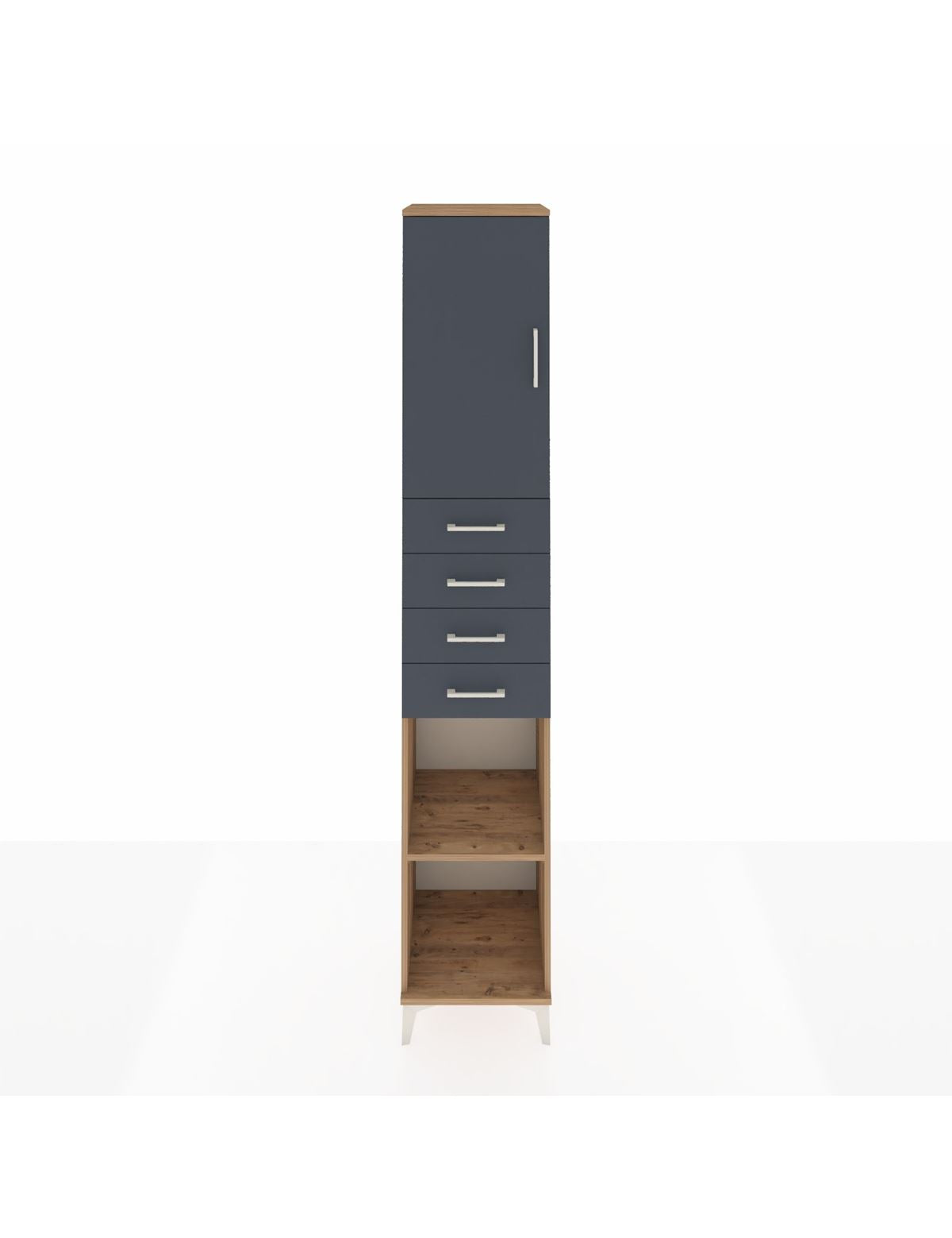 Hyperion Dolap 4 Raflı 4 Çekmeceli Tek Kapaklı 44x44x243 Çam-Antrasit