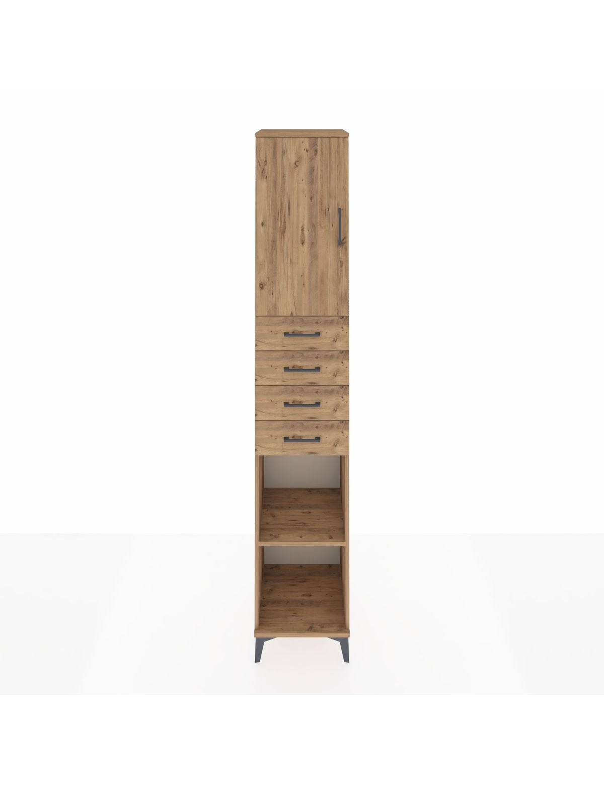 Hyperion Dolap 4 Raflı 4 Çekmeceli Tek Kapaklı 44x44x243 Çam-Çam