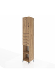 Hyperion Dolap 4 Raflı 4 Çekmeceli Tek Kapaklı 44x44x243 Çam-Çam