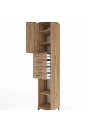 Hyperion Dolap 4 Raflı 4 Çekmeceli Tek Kapaklı 44x44x243 Çam-Çam