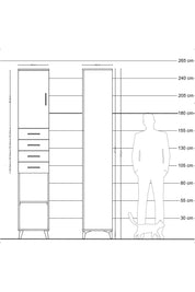 Hyperion Dolap 4 Raflı 4 Çekmeceli Tek Kapaklı 44x44x243 Çam-Çam