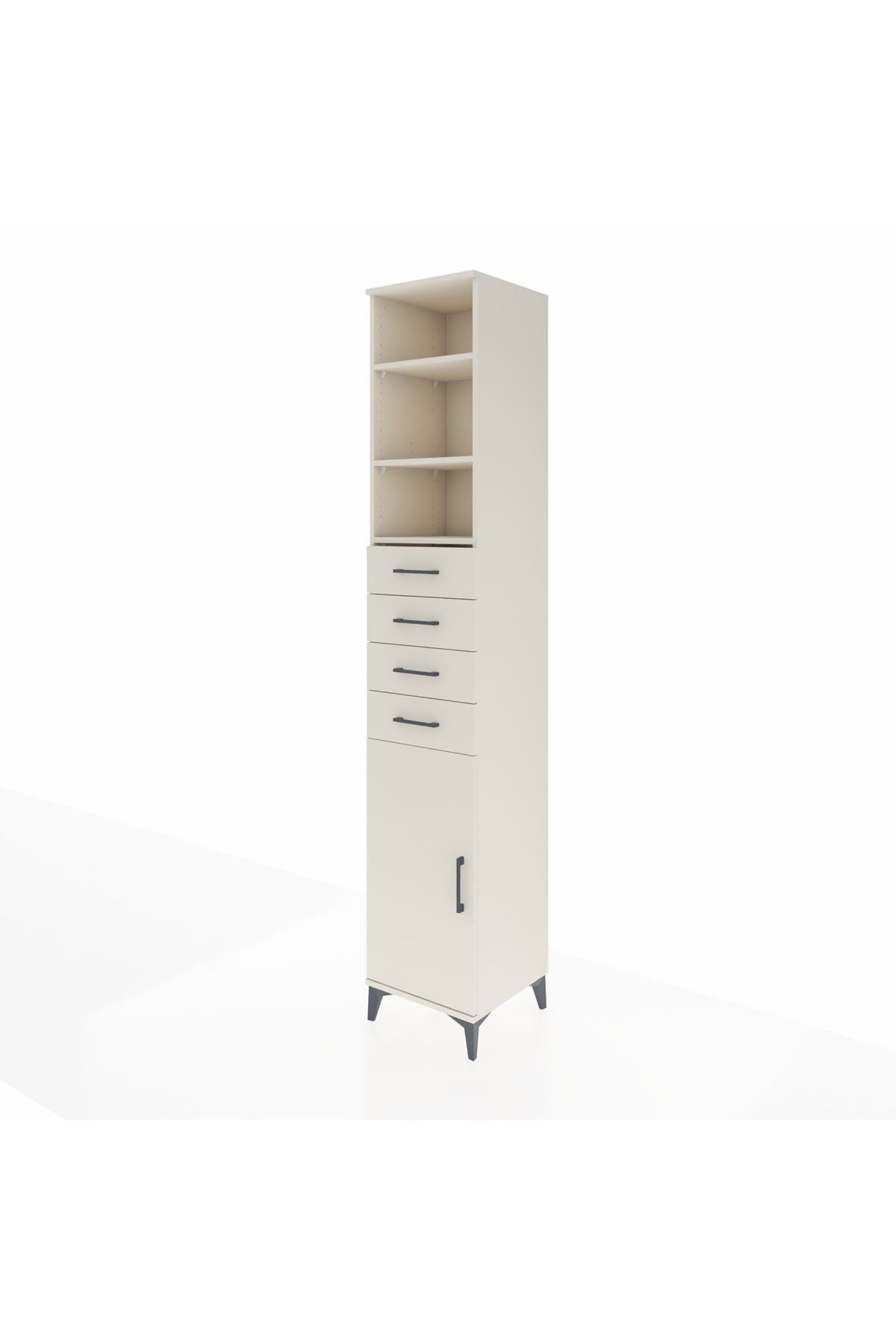 Hyperion Dolap 4 Raflı 4 Çekmeceli Tek Kapaklı 44x44x243 Aytaşı-Aytaşı