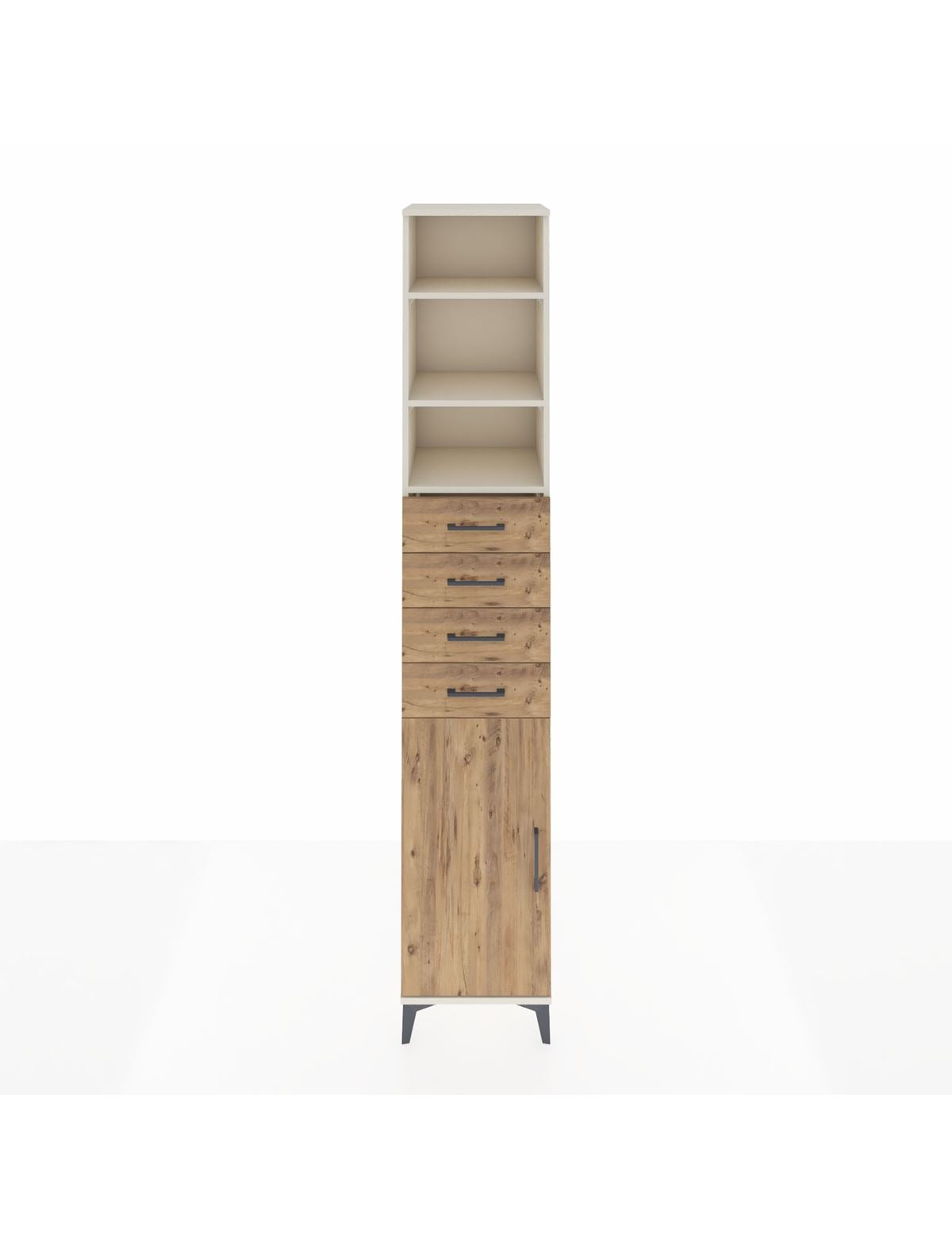 Hyperion Dolap 4 Raflı 4 Çekmeceli Tek Kapaklı 44x44x243 Aytaşı-Çam