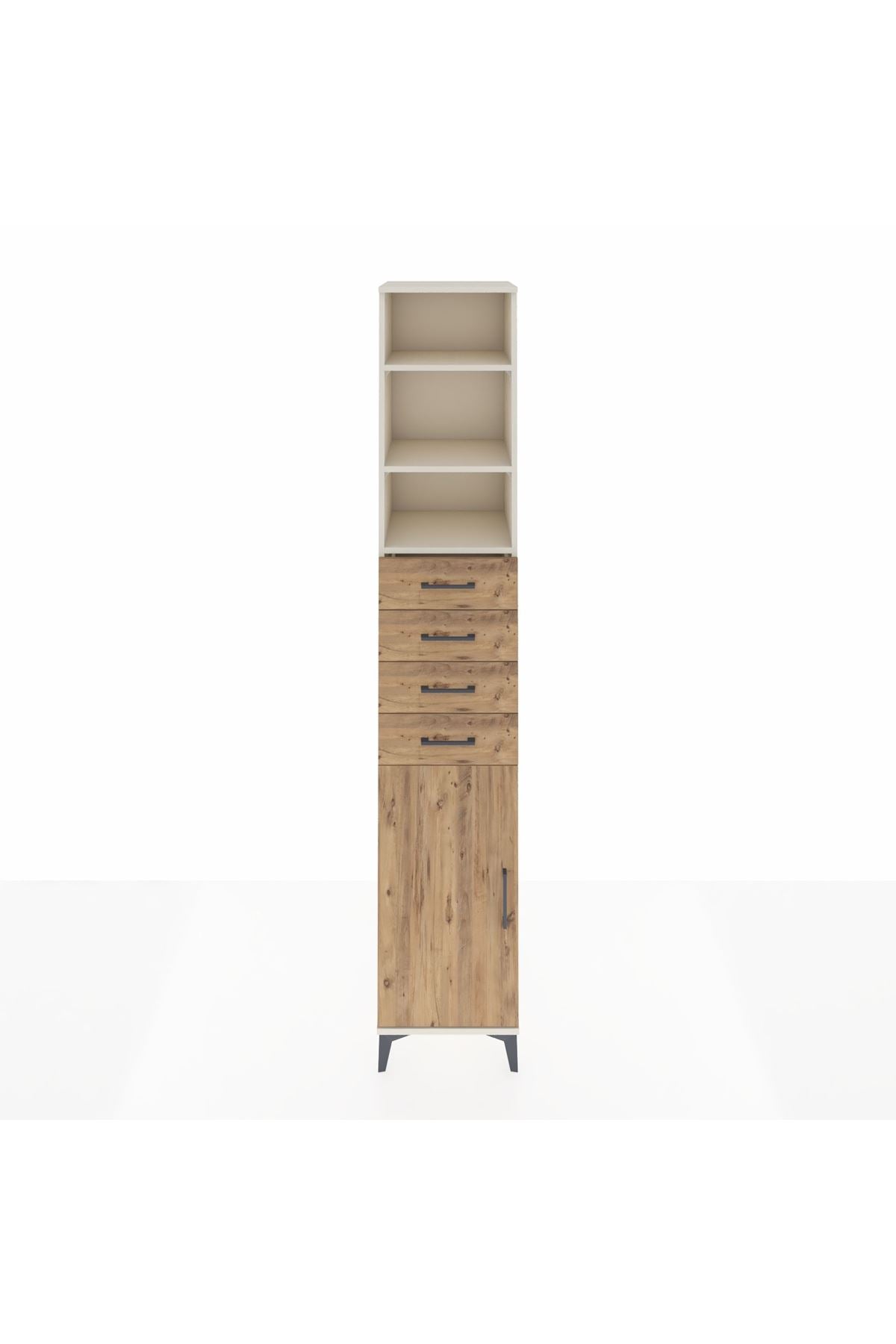 Hyperion Dolap 4 Raflı 4 Çekmeceli Tek Kapaklı 44x44x243 Aytaşı-Çam