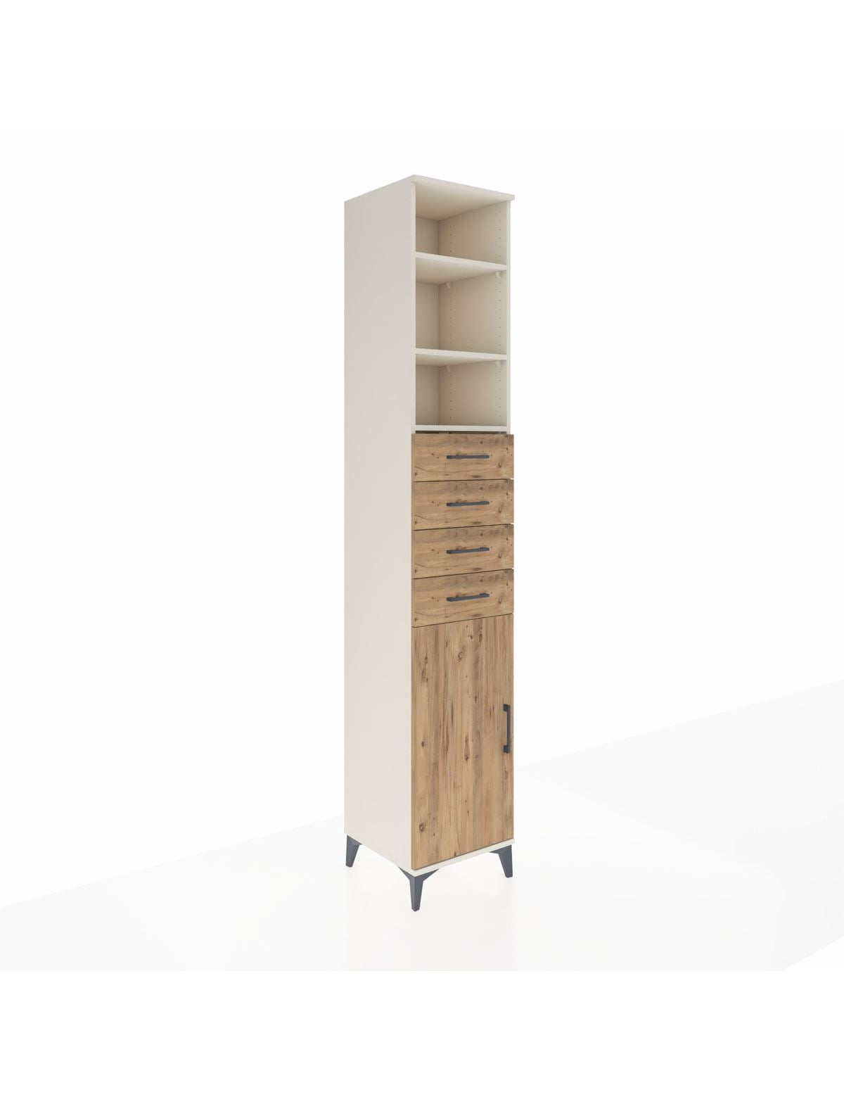 Hyperion Dolap 4 Raflı 4 Çekmeceli Tek Kapaklı 44x44x243 Aytaşı-Çam