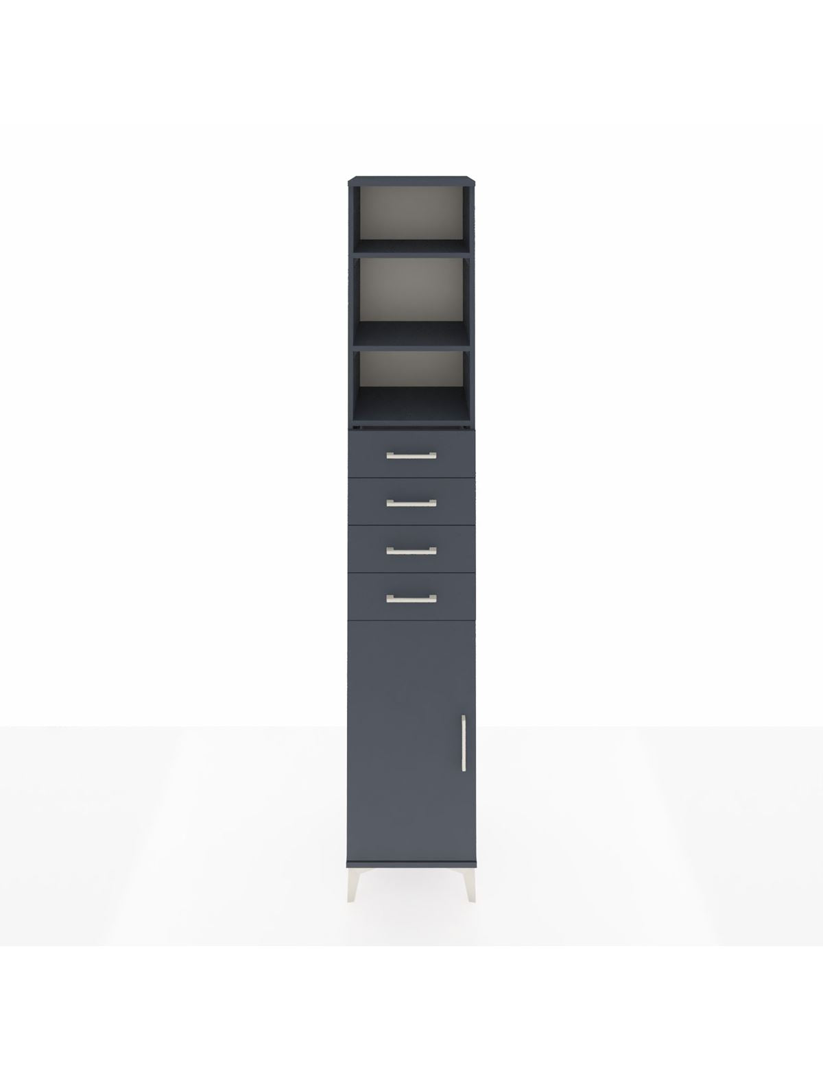 Hyperion Dolap 4 Raflı 4 Çekmeceli Tek Kapaklı 44x44x243 Antrasit-Antrasit