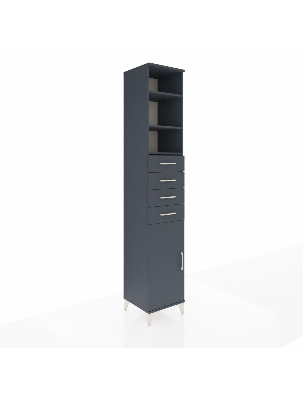 Hyperion Dolap 4 Raflı 4 Çekmeceli Tek Kapaklı 44x44x243 Antrasit-Antrasit