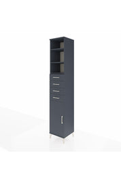 Hyperion Dolap 4 Raflı 4 Çekmeceli Tek Kapaklı 44x44x243 Antrasit-Antrasit
