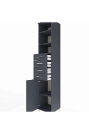 Hyperion Dolap 4 Raflı 4 Çekmeceli Tek Kapaklı 44x44x243 Antrasit-Antrasit