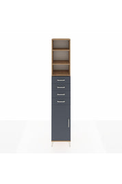 Hyperion Dolap 4 Raflı 4 Çekmeceli Tek Kapaklı 44x44x243 Çam-Antrasit