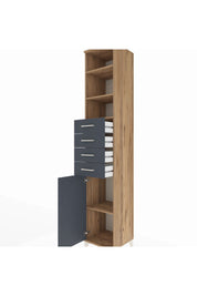 Hyperion Dolap 4 Raflı 4 Çekmeceli Tek Kapaklı 44x44x243 Çam-Antrasit