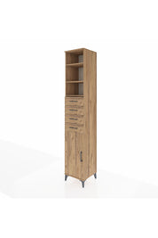 Hyperion Dolap 4 Raflı 4 Çekmeceli Tek Kapaklı 44x44x243 Çam-Çam