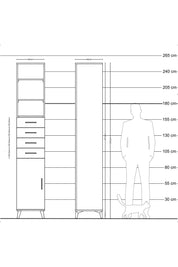 Hyperion Dolap 4 Raflı 4 Çekmeceli Tek Kapaklı 44x44x243 Çam-Çam