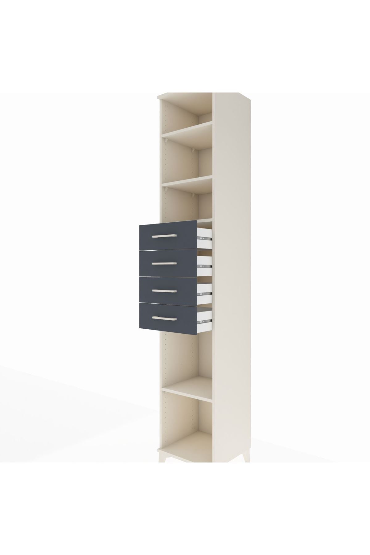 Hyperion Dolap 4 Raflı 4 Çekmeceli 44x44x243 Aytaşı-Antrasit