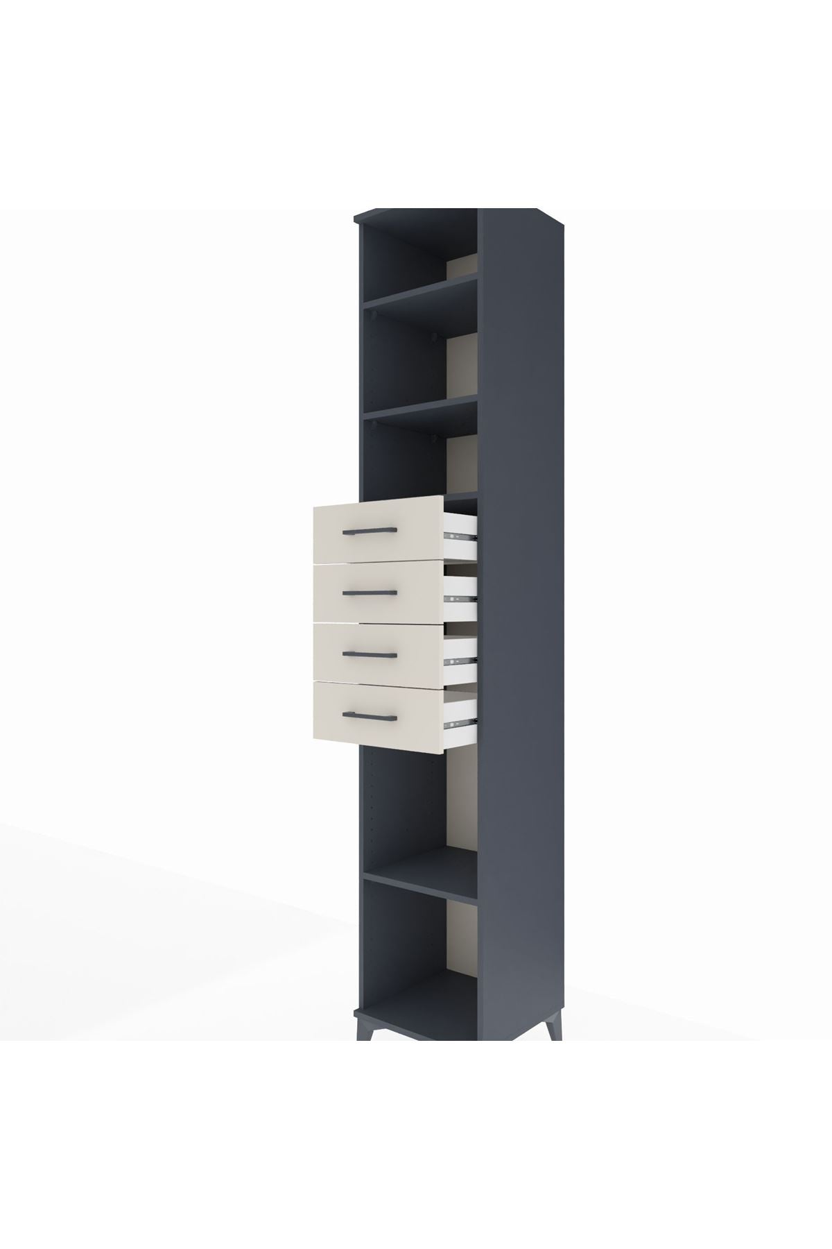 Hyperion Dolap 4 Raflı 4 Çekmeceli 44x44x243 Antrasit-Aytaşı