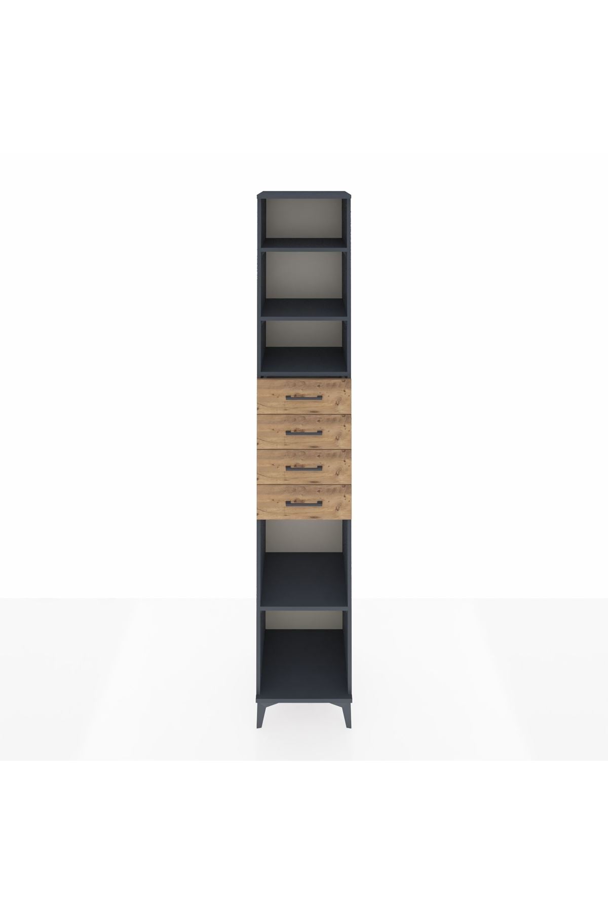 Hyperion Dolap 4 Raflı 4 Çekmeceli 44x44x243 Antrasit-Çam