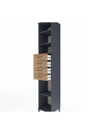 Hyperion Dolap 4 Raflı 4 Çekmeceli 44x44x243 Antrasit-Çam