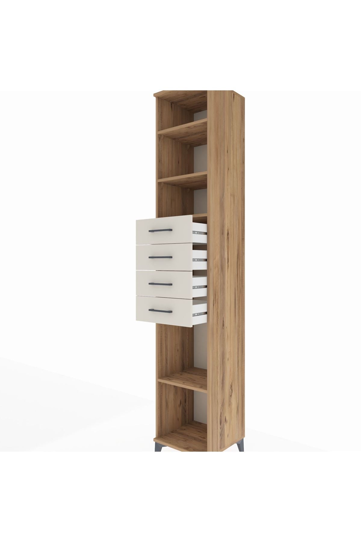 Hyperion Dolap 4 Raflı 4 Çekmeceli 44x44x243 Çam-Aytaşı