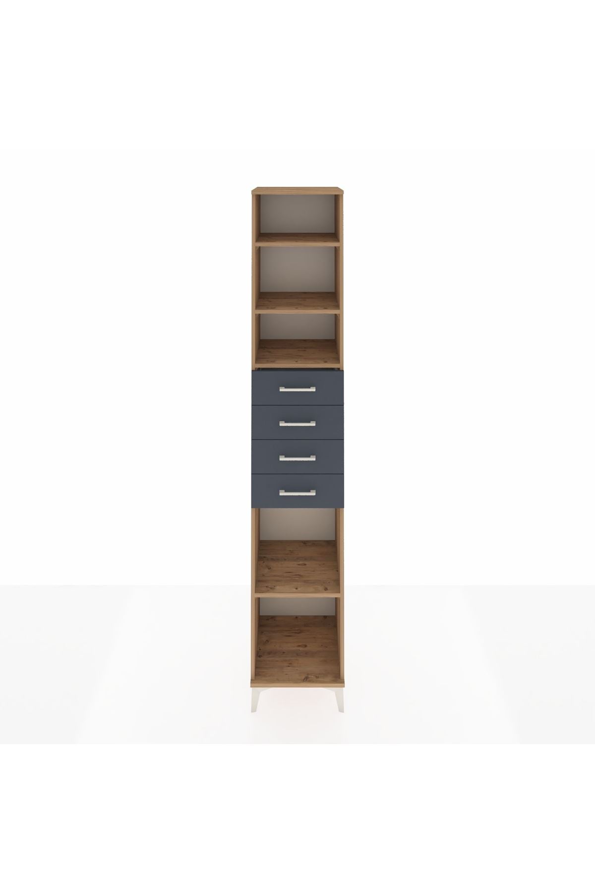 Hyperion Dolap 4 Raflı 4 Çekmeceli 44x44x243 Çam-Antrasit