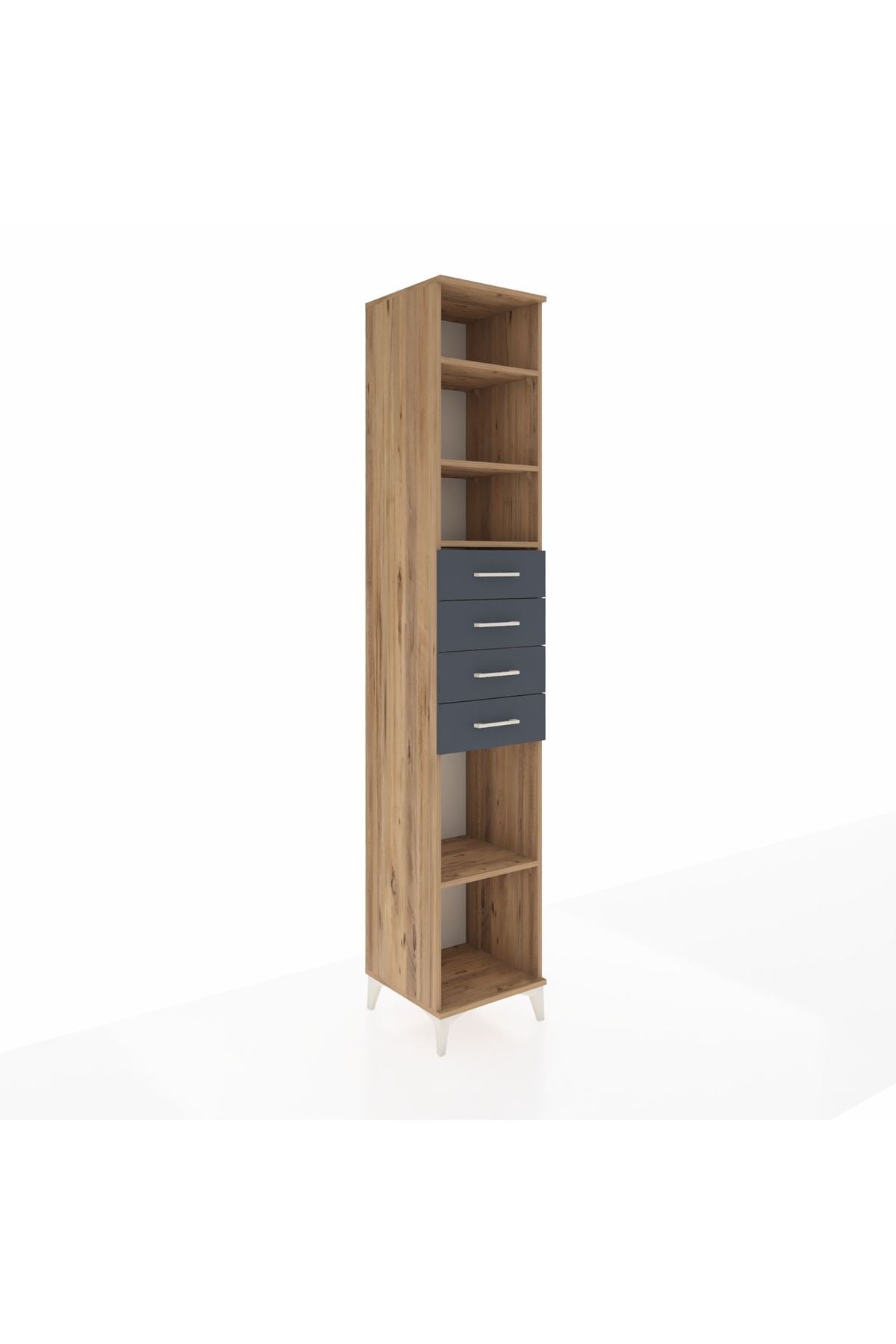 Hyperion Dolap 4 Raflı 4 Çekmeceli 44x44x243 Çam-Antrasit