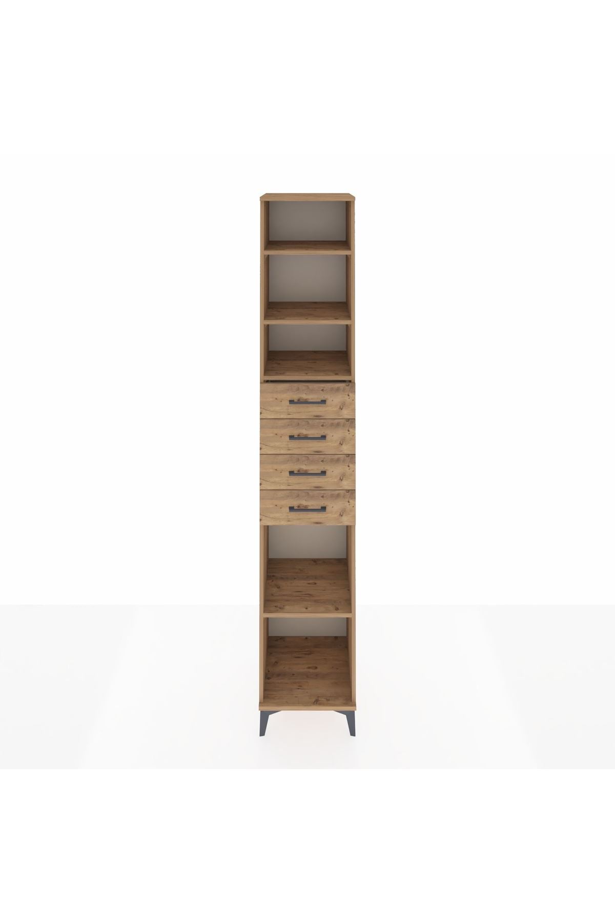 Hyperion Dolap 4 Raflı 4 Çekmeceli 44x44x243 Çam-Çam