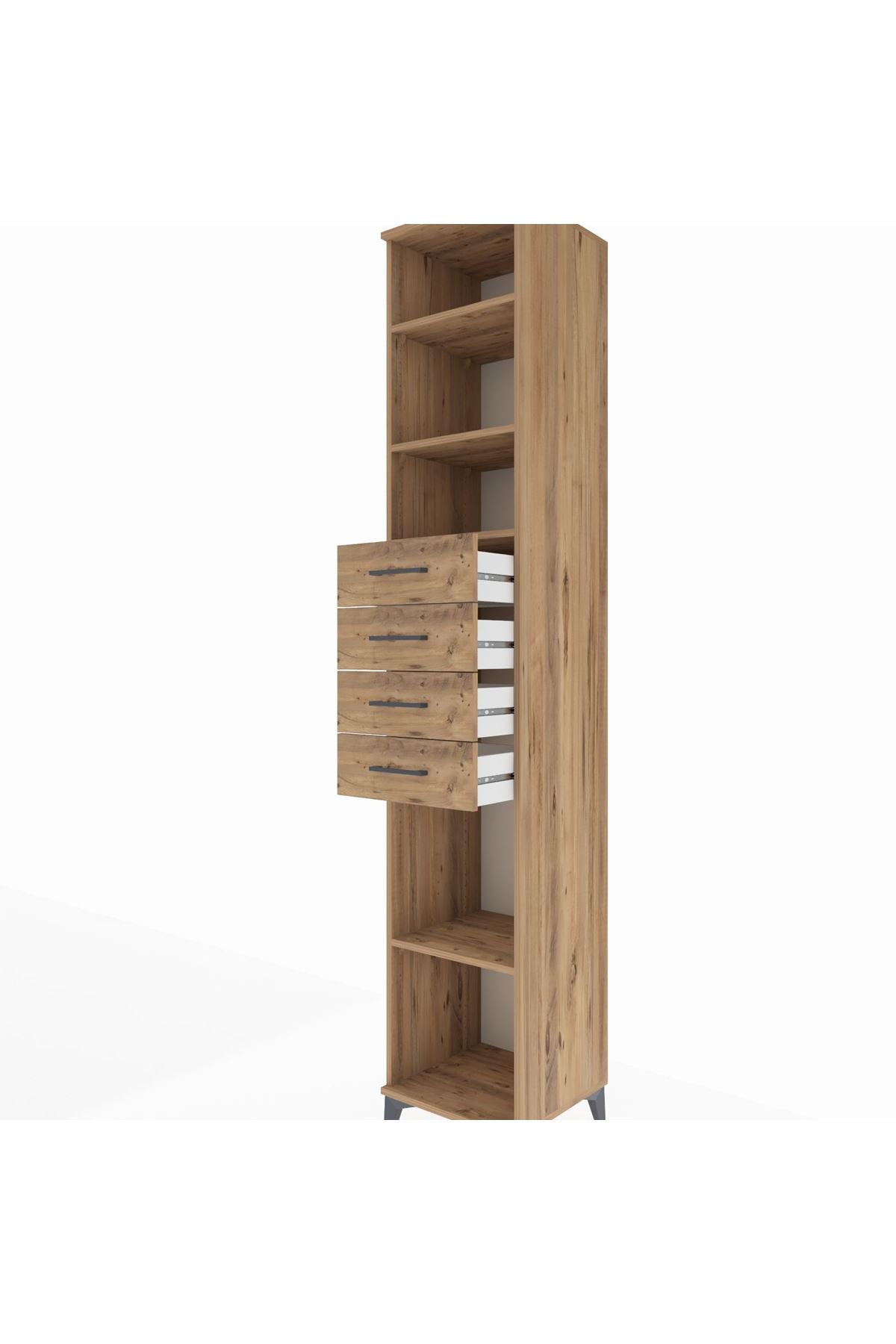 Hyperion Dolap 4 Raflı 4 Çekmeceli 44x44x243 Çam-Çam