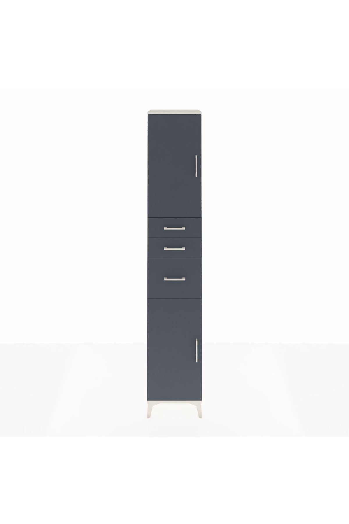 Hyperion Dolap 4 Raflı 3 Çekmeceli 2 Kapaklı 44x44x243 Aytaşı-Antrasit