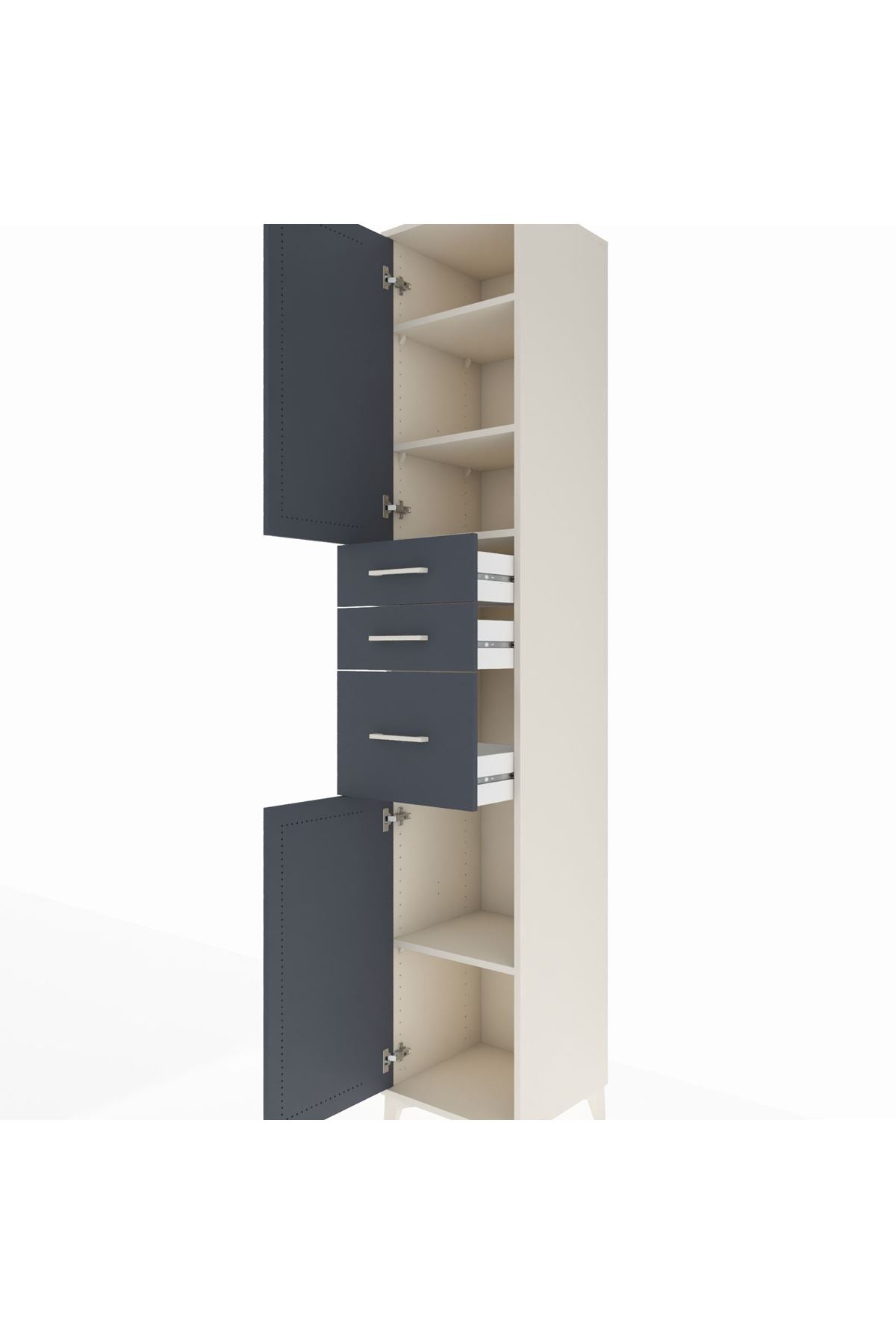 Hyperion Dolap 4 Raflı 3 Çekmeceli 2 Kapaklı 44x44x243 Aytaşı-Antrasit