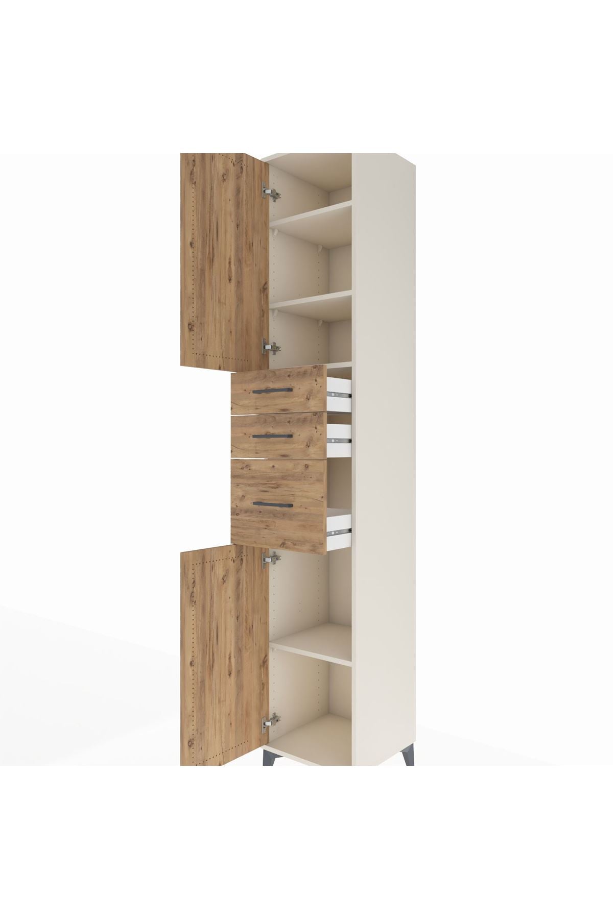 Hyperion Dolap 4 Raflı 3 Çekmeceli 2 Kapaklı 44x44x243 Aytaşı-Çam