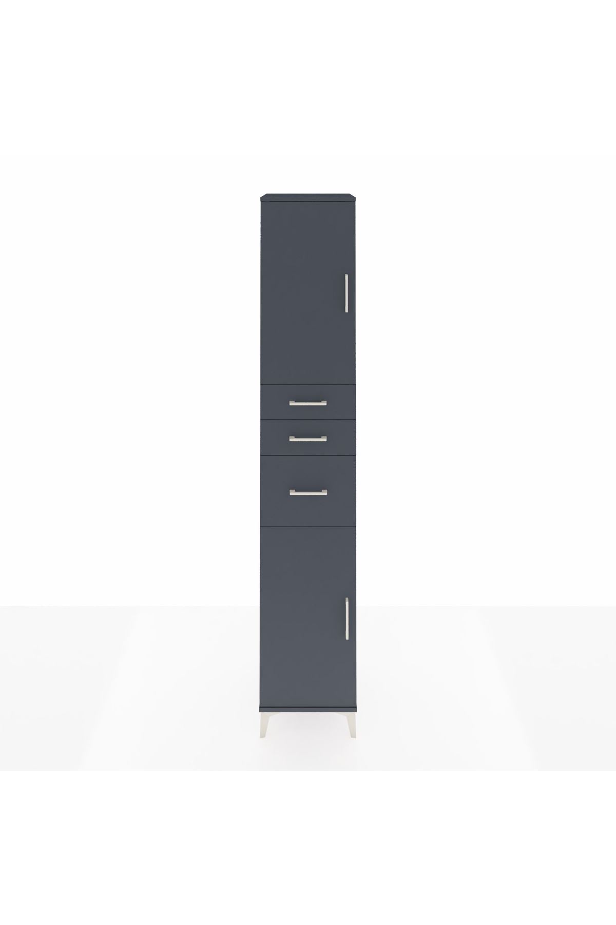 Hyperion Dolap 4 Raflı 3 Çekmeceli 2 Kapaklı 44x44x243 Antrasit-Antrasit