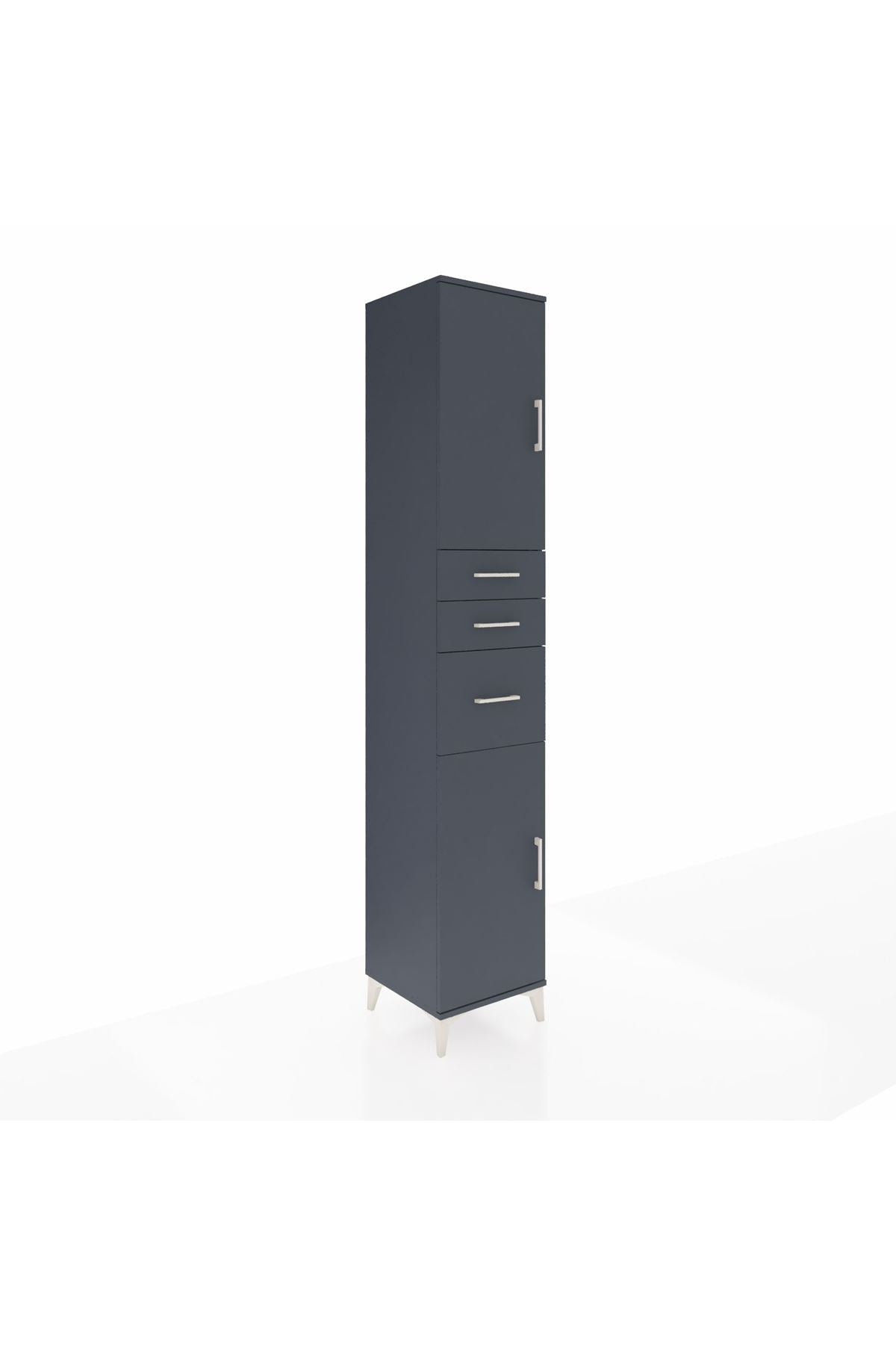 Hyperion Dolap 4 Raflı 3 Çekmeceli 2 Kapaklı 44x44x243 Antrasit-Antrasit