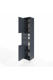 Hyperion Dolap 4 Raflı 3 Çekmeceli 2 Kapaklı 44x44x243 Antrasit-Antrasit